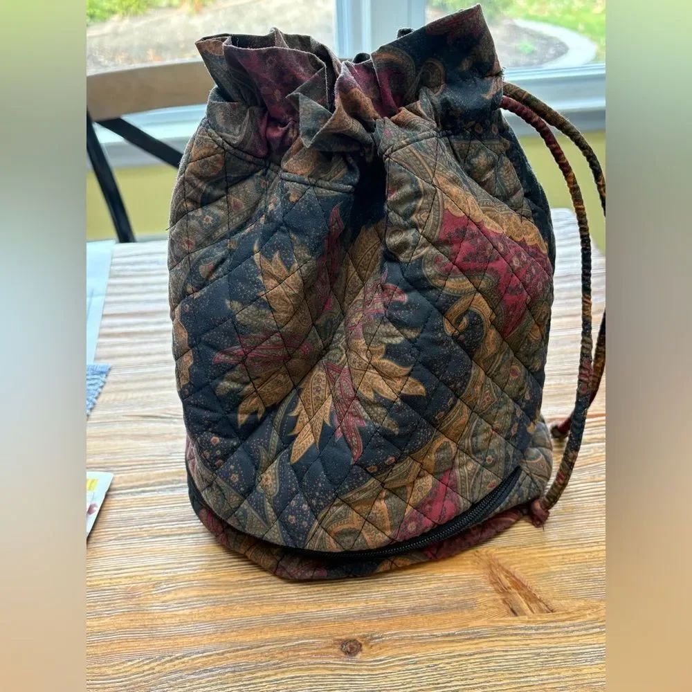Paisley Quilted Drawstring Cosmetic Bag